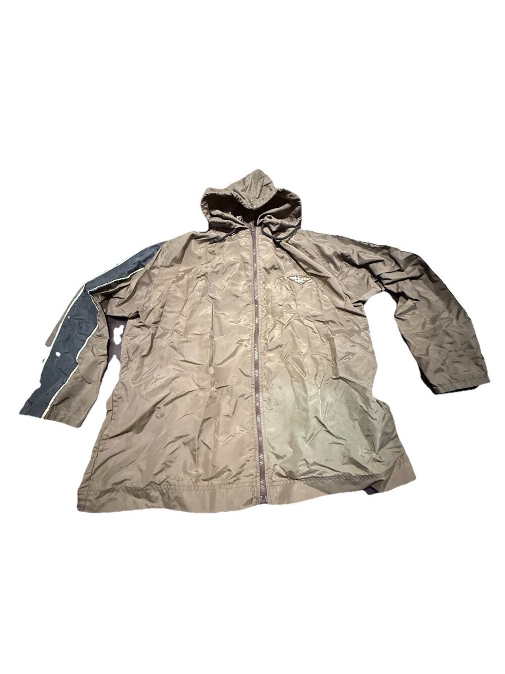 Rusty Mens Large Hooded Windbreaker Jacket Brown Full Zip Lightweight Surf Skate